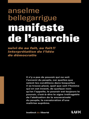 cover image of Manifeste de l'anarchie